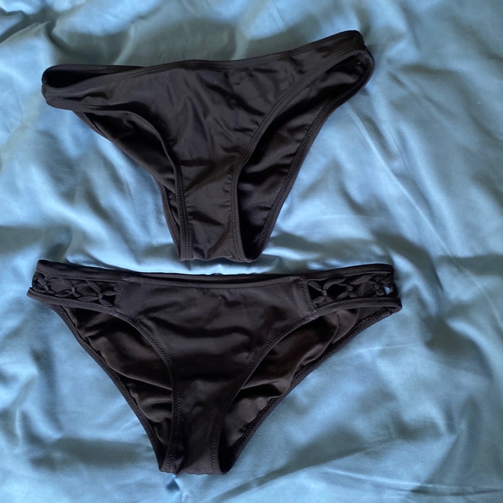 2 black bikini bottoms